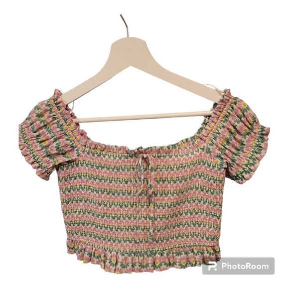 ✨HOST PICK✨NWT ZARA Pink Daisy Ruched Crop Top - Picture 11 of 11